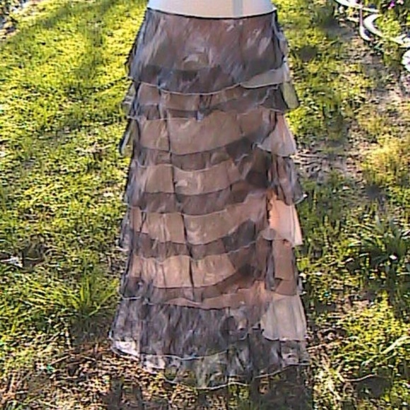 Multicolor Chiffon Light Pink & Gray Layer Skirt - Picture 7 of 8